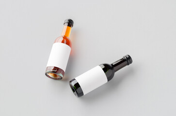Small red and rose wine bottle mockup. Bordeaux shape.