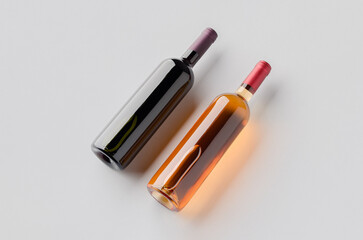 Red, and rose wine bottle mockup