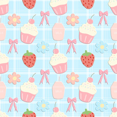 seamless pattern with cupcake