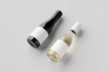 Small red and white wine bottle mockup. Burgundy, alsace, rhone shape.
