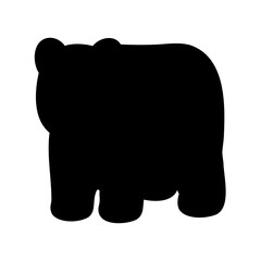 Silhouette of a chubby bear walking on all fours with round ears
