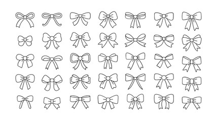 Naklejka premium Vector art of collection of various bow tie icons in different sizes and styles