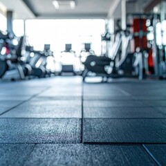Gym floor, blurred view of equipment