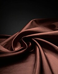 Deep brown silk fabric drapes in a textured swirl