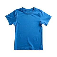 A vibrant blue, short-sleeved, crew neck t-shirt on a black background