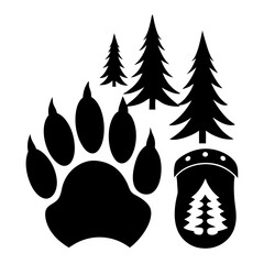 Bear claw  vector clean black silhouette design white background