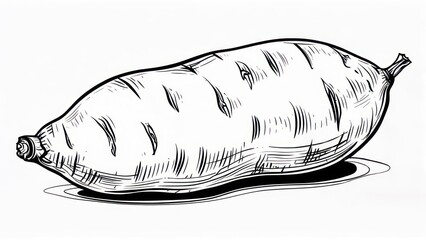 Hand-drawn illustration of a single sweet potato on a white background.