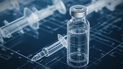 Healthcare vaccine development planning on blueprint background - Powered by Adobe