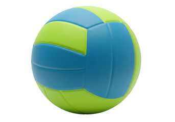Isolated blue and green volleyball, studio shot of training equipment for sport activity
