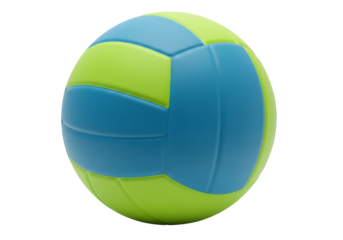 Isolated blue and green volleyball, studio shot of training equipment for sport activity
