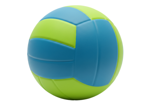 Isolated blue and green volleyball, studio shot of training equipment for sport activity