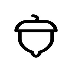 Illustration of a stylized acorn with a thick outline and rounded shape on a white background design element