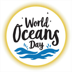 Elegant World Oceans Day Text Art,
Creative World Oceans Day Hand Lettering,
World Oceans Day Calligraphy with Blue Waves,
Modern World Oceans Day Brush Script,
