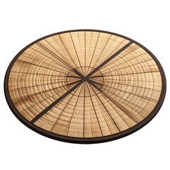 Oval wooden table shows radial grain, two crossing dark lines, and a dark border