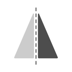Symmetry and Reflection Concept: Two Triangles Divided by a Dashed Line, Representing Balance and Contrast