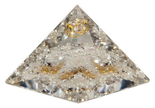 Isolated orgone pyramid, resin energy crystal, healing artifact, gemstone object for spiritual power