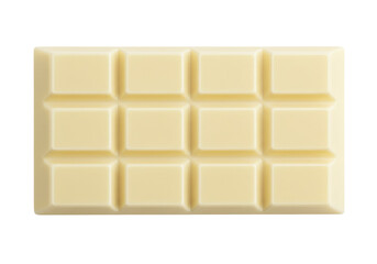 Isolated bar of white chocolate with twelve squares, a delicious and sweet confection
