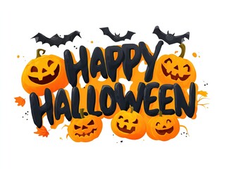 Halloween Theme Cartoon Art, Vector File on Transparent BG, Cute Pumpkin Monster and Candy