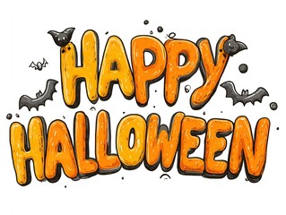 Halloween Cartoon Font Heat Transfer Design, Transparent Background High Resolution Clip Art Orange Yellow Theme Sublimation Material