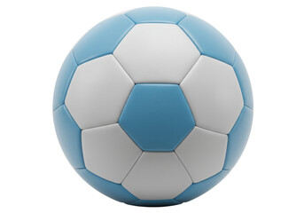Fototapeta premium Isolated light blue soccer ball with white patches, sports equipment for fitness or recreation