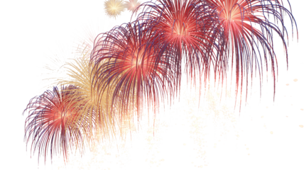 Dynamic fireworks display exploding with vibrant colors, perfect for celebrations, festivals, and event promotions, creating a stunning visual spectacle.