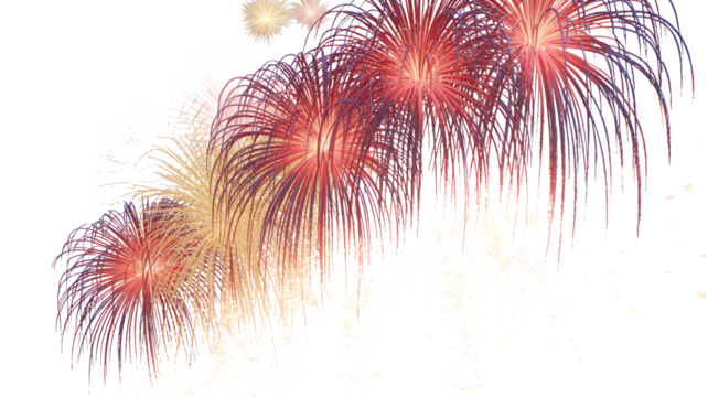 Dynamic fireworks display exploding with vibrant colors, perfect for celebrations, festivals, and event promotions, creating a stunning visual spectacle.
