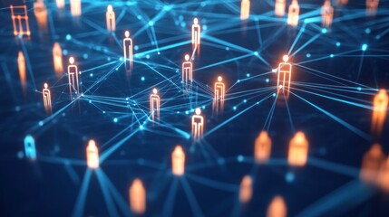 Network of connected people digital abstract