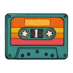 Naklejka premium PNG Retro colorful cassette tape illustration.