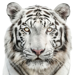 Fototapeta premium Majestic white tiger portrait with striking eyes and detailed fur