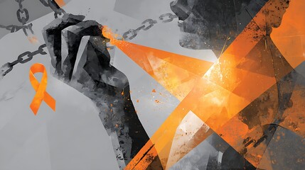 Anti-Violence & Gender Equality Campaign (16 Days of Activism) Visual: A hand breaking a chain, orange ribbon, gender symbols silhouette