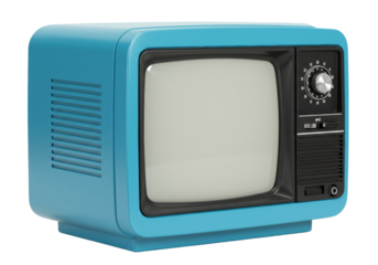 Isolated retro style television set, old-fashioned color television receiver, nostalgic technology