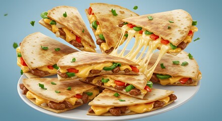 Delicious Quesadillas with Melted Cheese and Vegetables