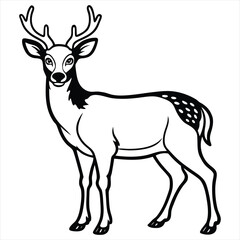 Deer Silhouette Vector,Elegant Wildlife Illustration, Wild Animal Design in Black and White,Deer vector,Deer design, Deer concept, Deer art, Deer topics,Deer doodle, 