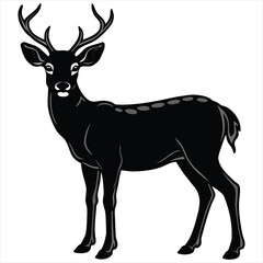 Deer Silhouette Vector,Elegant Wildlife Illustration, Wild Animal Design in Black and White,Deer vector,Deer design, Deer concept, Deer art, Deer topics,Deer doodle, 