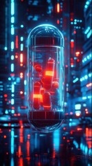 Abstract capsule with red objects digital art