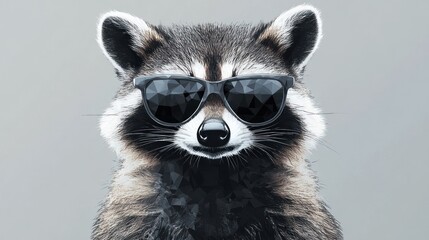 Raccoon wearing sunglasses cool look