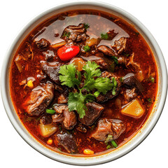 Hearty Beef Stew with Vegetables and Spices in a Rich Broth, Perfect for Comfort Food Lovers on transparent background