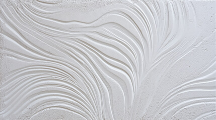 Smooth plaster wall with dynamic embossed pattern abstract wave texture white decorative surface modern interior design elegant relief artistic finish contemporary style textured background