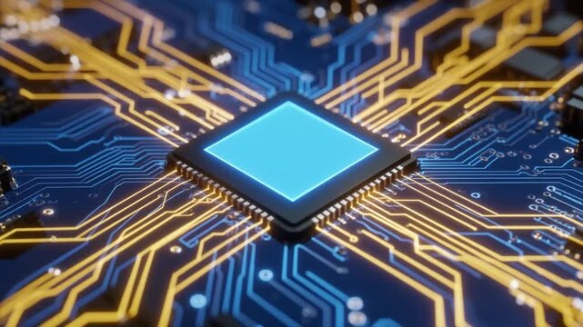 Futuristic Microchip Circuit Board | Central Processor Technology Background 4K ,ai
