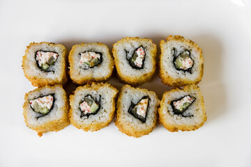Close-Up of Tempura Sushi Rolls