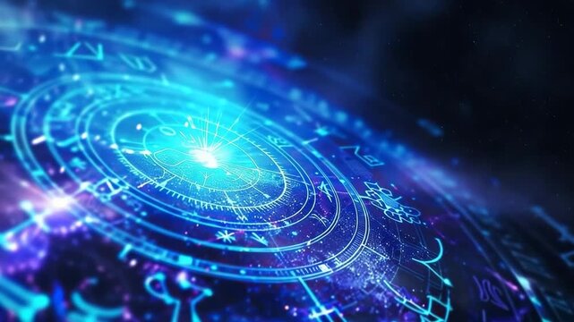 Abstract composition with zodiac circle in signs and symbols