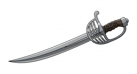 Pirate cutlass historical weapon of pirates and sailors steel blade and ornate hilt symbol of adventure, treasure, and swashbuckling tales