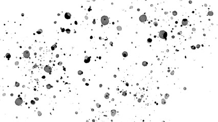 Scattered ink splatters creating an abstract pattern isolated on transparent background, perfect for artistic designs and textures isolated on transparent background