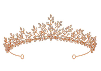 Isolated bridal tiara headpiece with floral design, luxury wedding jewelry for princess queen © Julie