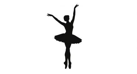 Silhouette of a ballerina in a tutu dancing gracefully, the dancers pose is elegant and expressive, capturing the beauty of ballet