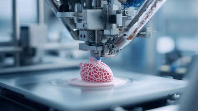 Industrial 3D Printer Working on an Artificial Lung Implant. Timelapse of Machine Manufacturing a Three-Dimensional Object From a Digital CAD Model. Bioengineering Concept Under Computer Control