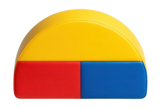 Vibrant soft play half-moon module, perfect for imaginative obstacle courses in home