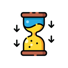 Hourglass Symbolizing Time Passing With Blue Liquid And Yellow Sand Against A White Transparent Background