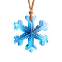 christmas decoration. Snowflake ornament with a rope hanger.