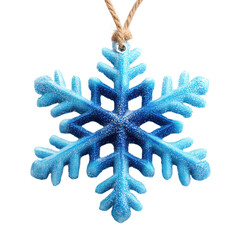 christmas decoration. Snowflake ornament with intricate blue design.